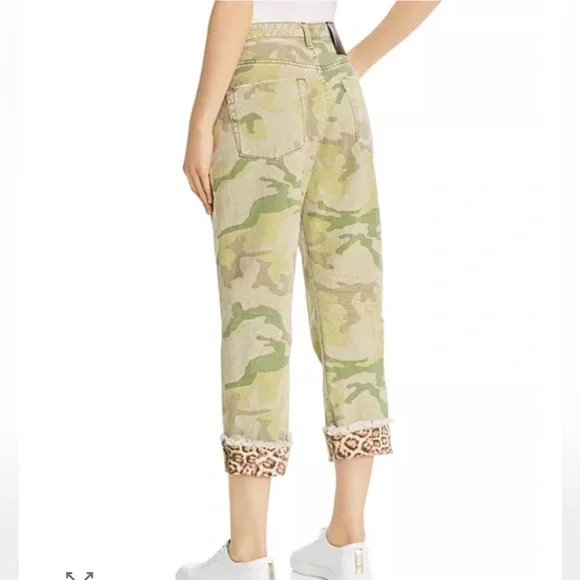 ONE TEASPOON Bandits High Waist Cropped‎ Boyfriend Straight Leg Camo Jeans 30 - Picture 2 of 16